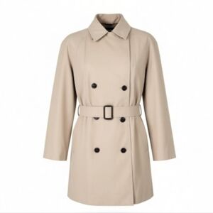 Etienne Aigner Trench Coat Size 18 Khaki Tan Double Breasted Belted Vintage 70s